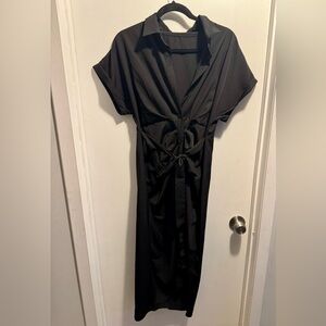 Black button up dress